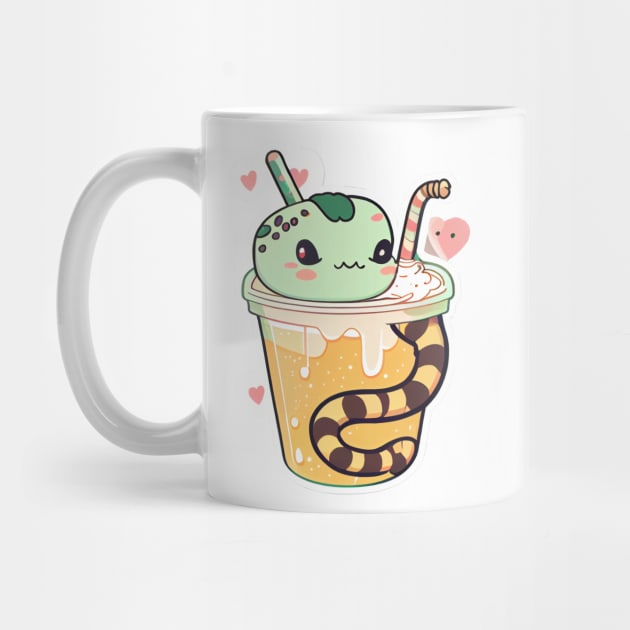 Snake Drinking Bubble Tea Kawaii by JigglePeek